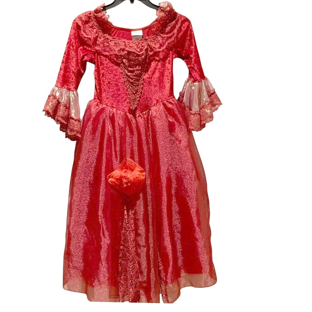 Vintage Disney Store Belle Costume Girls 7/8 Red Velvet Beauty Beast Winter